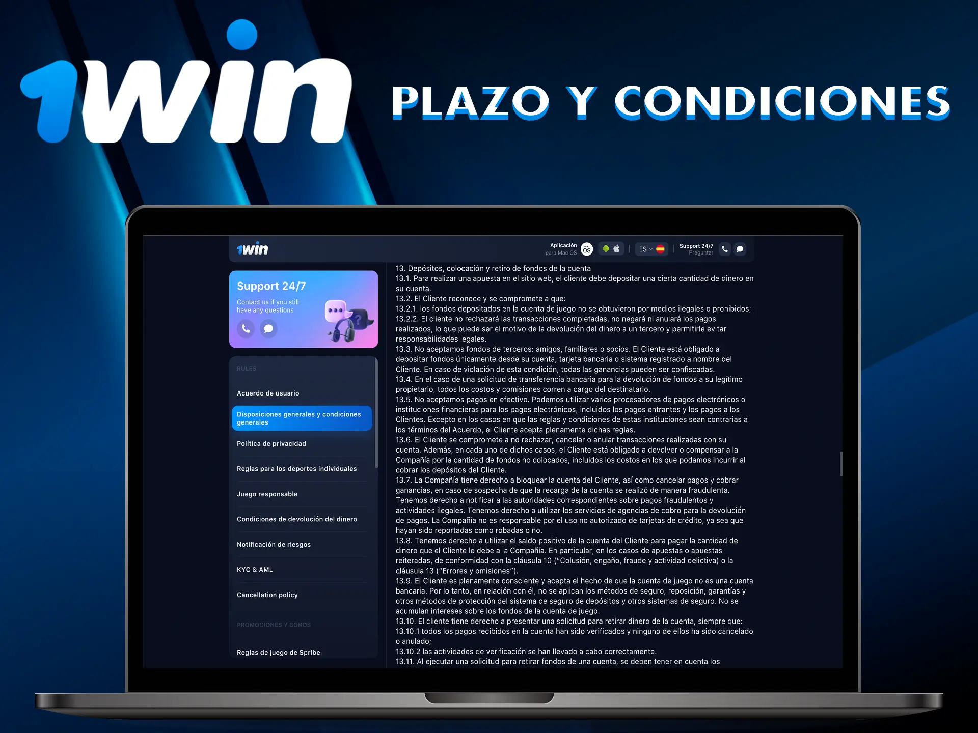 Para que no tengas problemas lee las normas de retirada de fondos del sitio casino 1Win.