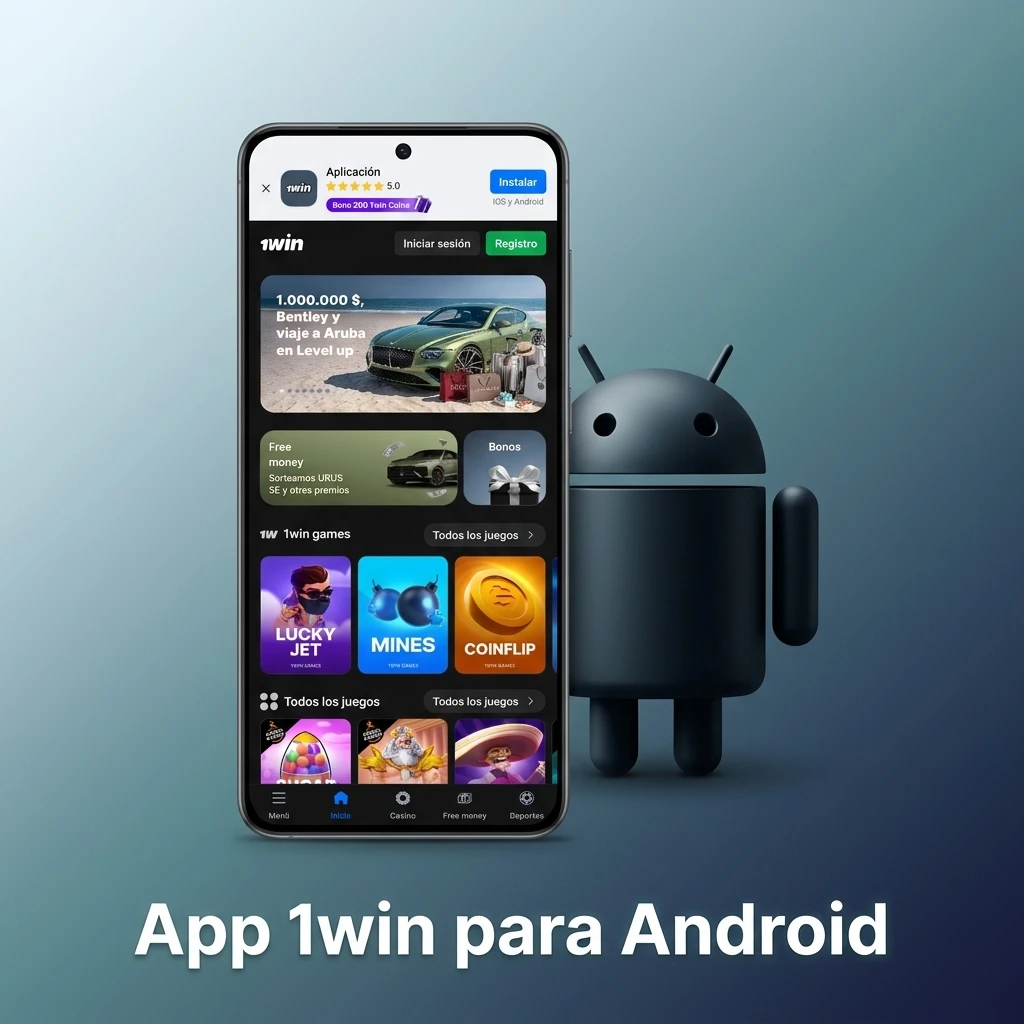 Aplicación móvil 1win para Android con acceso a apuestas deportivas y casino en vivo en Chile