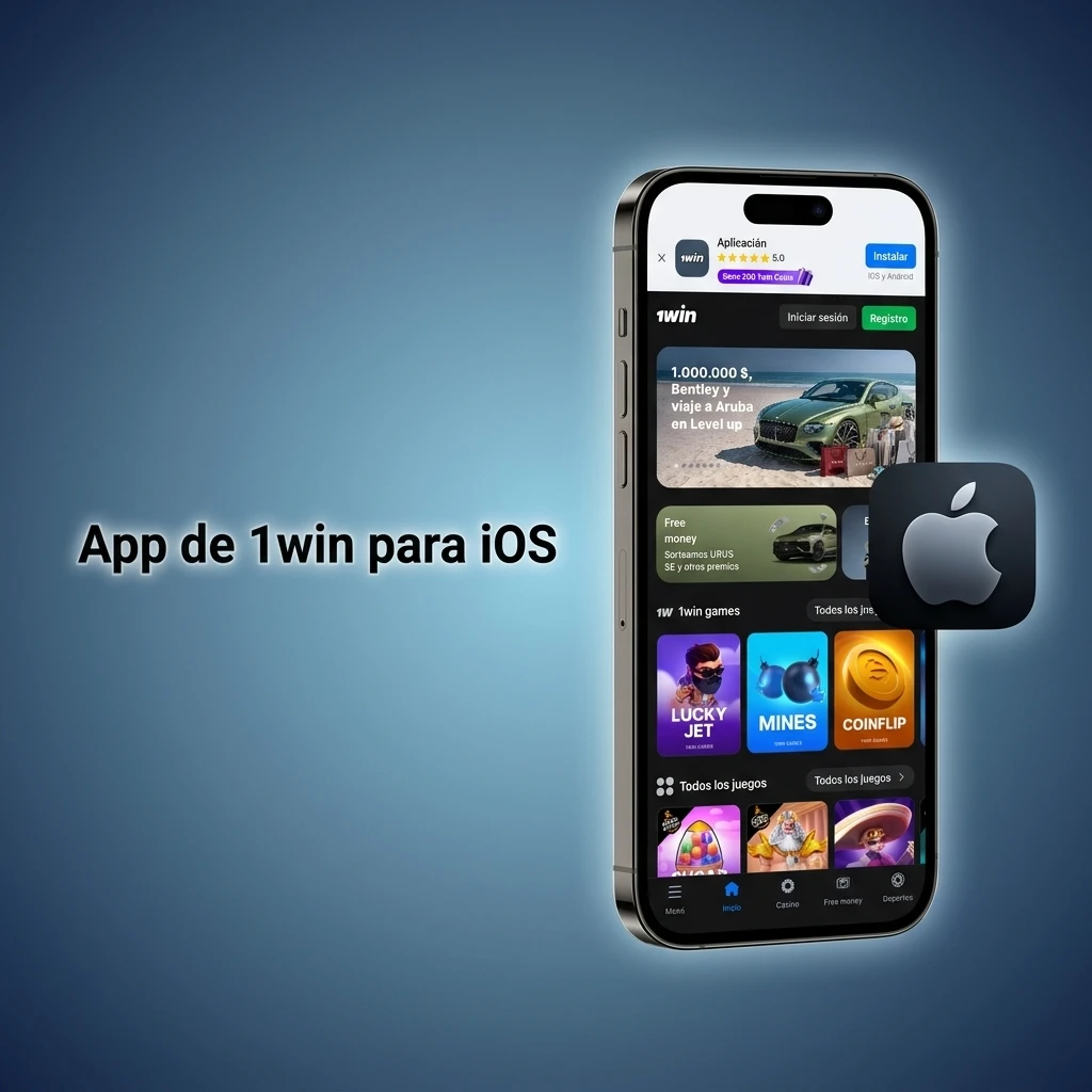 App 1win para iOS descargable desde App Store en iPhone y iPad con iOS 12 o superior, acceso completo a la plataforma